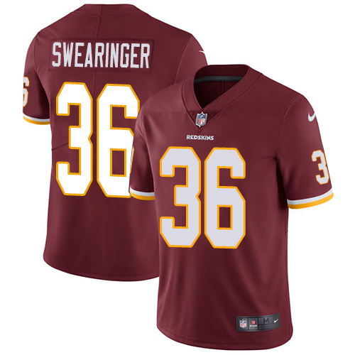 Nike Redskins #36 D.J. Swearinger Burgundy Red Team Color Youth Stitched NFL Vapor Untouchable Limited Jersey - Click Image to Close